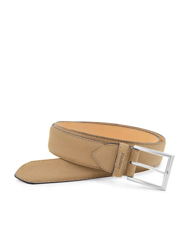 Finsbury Camel suède riem lichtbruin 3,4 cm