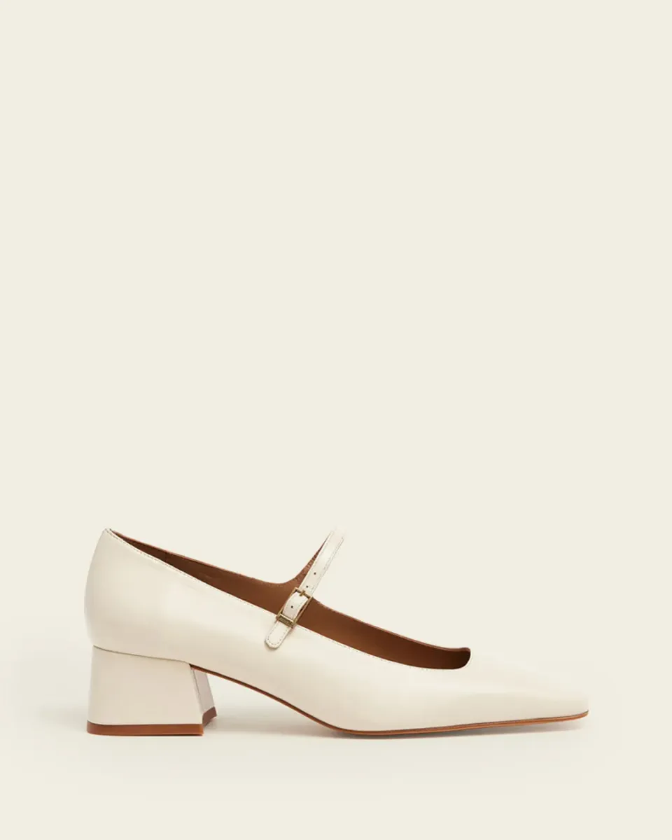 Flattered Evan Mary Jane pumps vanilla leer