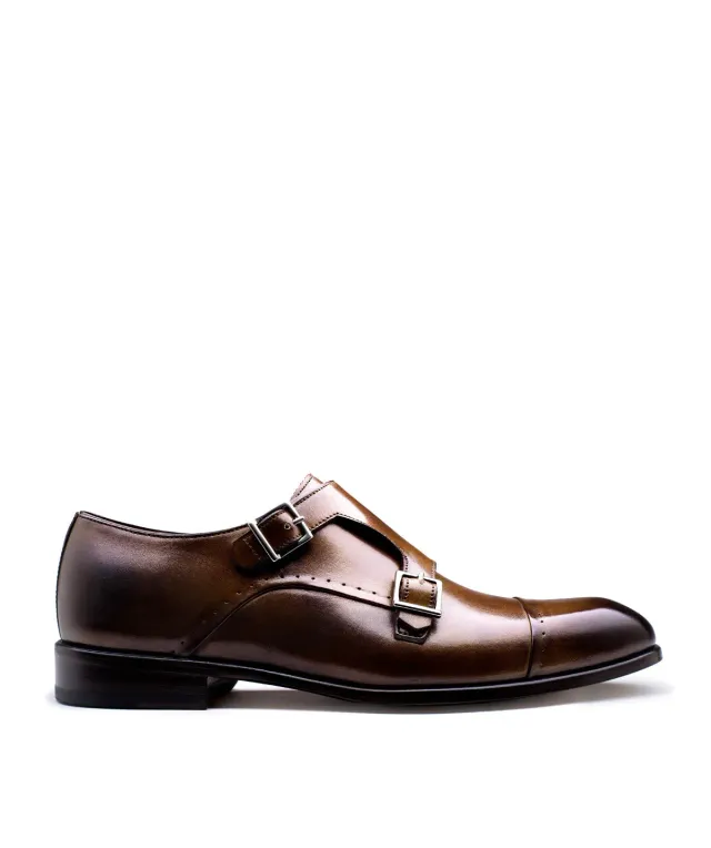 Finsbury Feliciano double monk herenschoen bruin patina