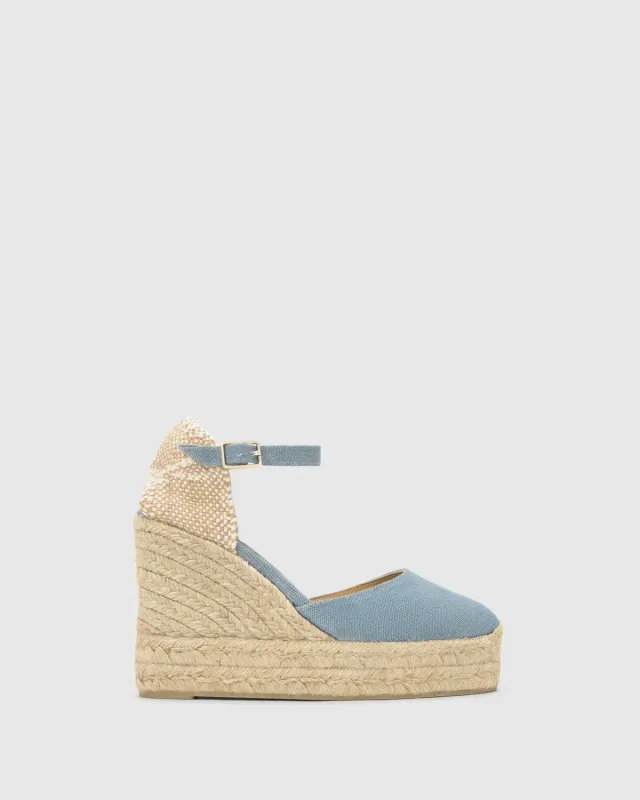 Castaner Carol 8ED/002 espadrilles aqua – sleehak 11 cm
