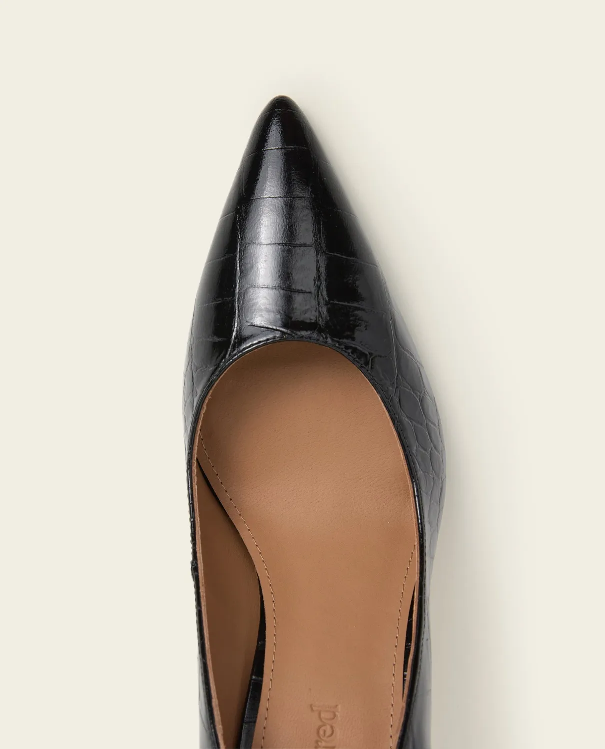 Flattered Leonie Croco Leather Black pumps zwart spitse neus