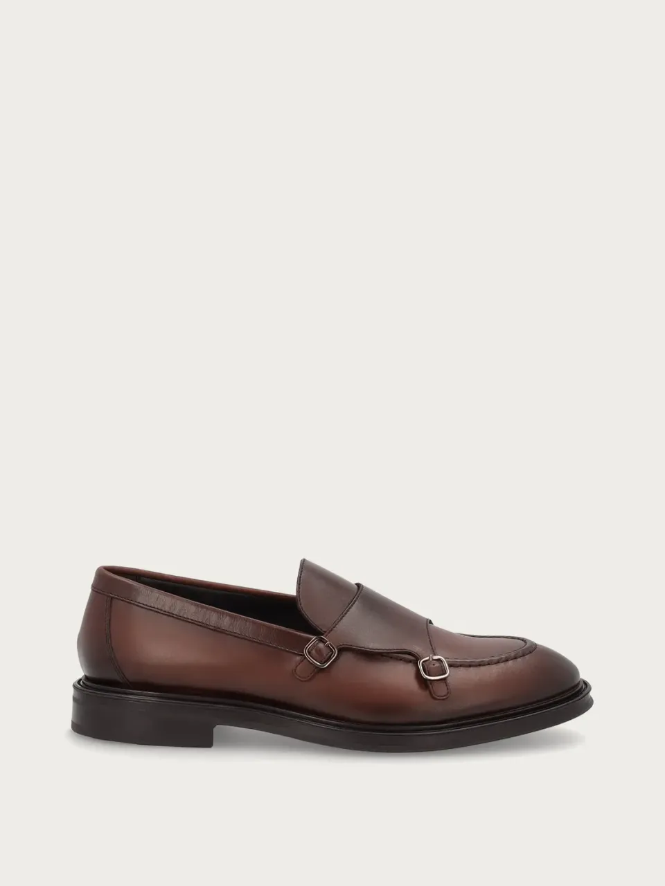 Frau Signature bruine kalfsleren loafers dubbele gesp