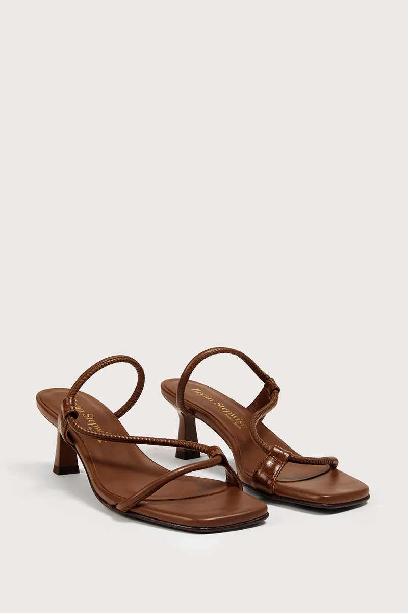Bryan Stepwise Ares sandalen bruin leer hak
