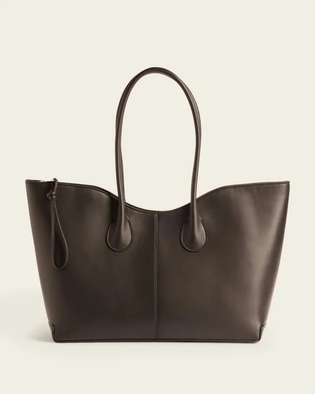 Flattered Gaia Tote shopper chocolade leer Italië