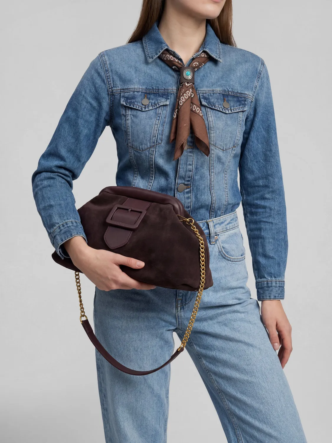 Frau Maxi Clutch suède dames paars