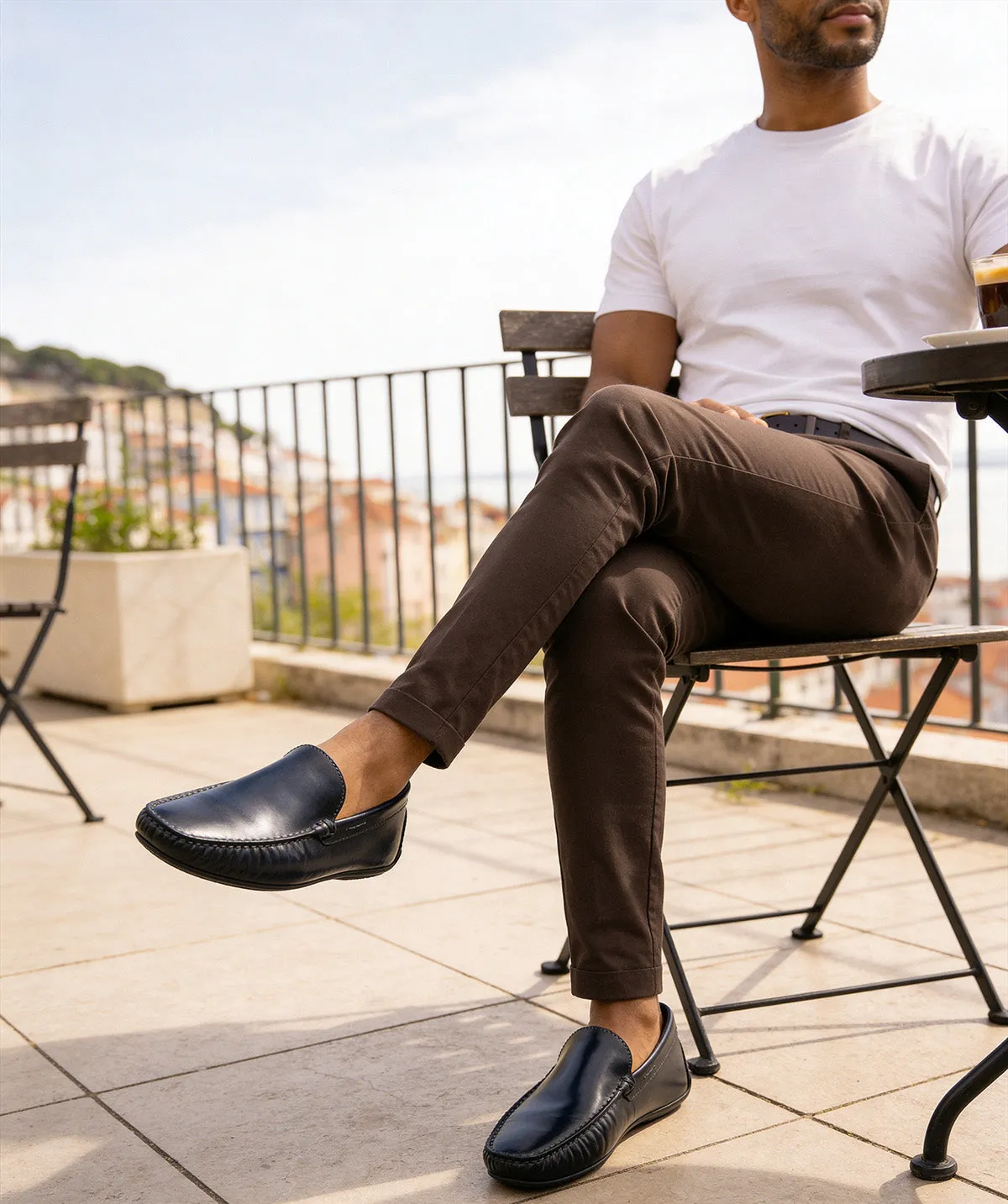 Finsbury Luca loafer blauw patina leer