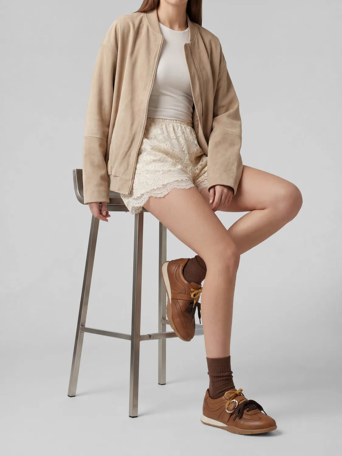 Frau Cross Hybrid sneakers bruin leer vintage dames