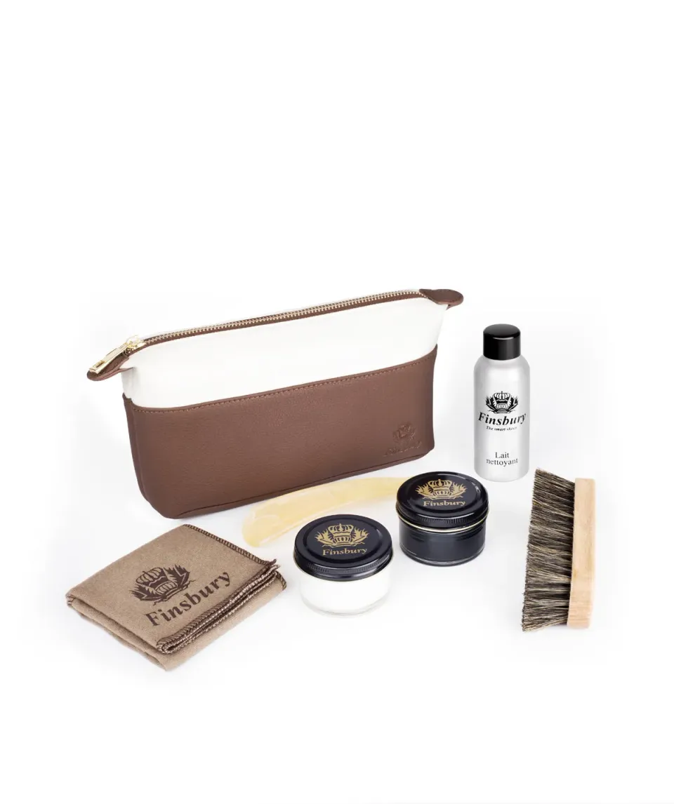 Finsbury Travel Kit schoenverzorgingsset beige bruin