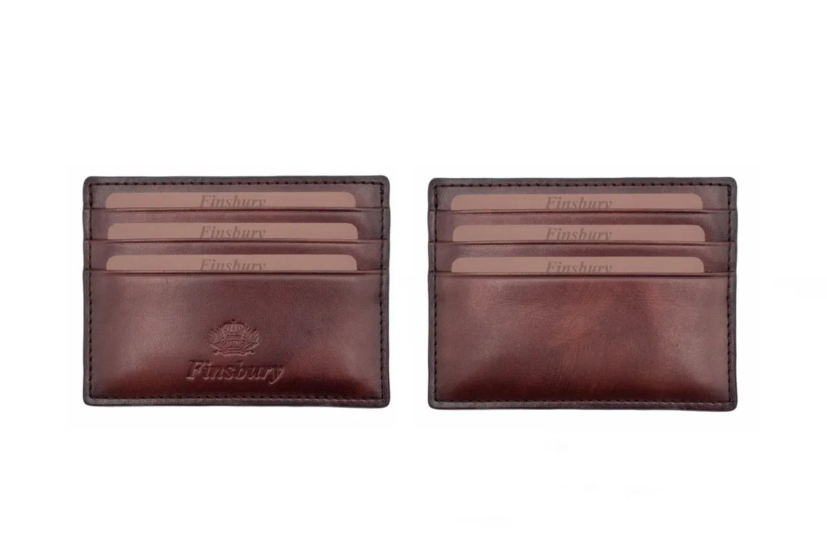 Finsbury kaarthouder bruin patina leer