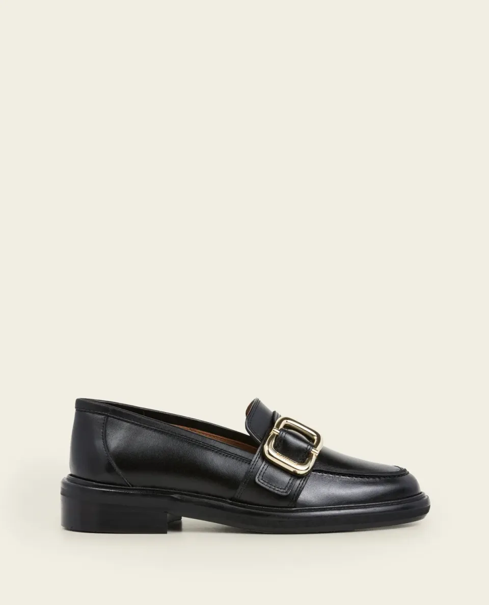 Flattered Aspen loafers zwart leer met gesp