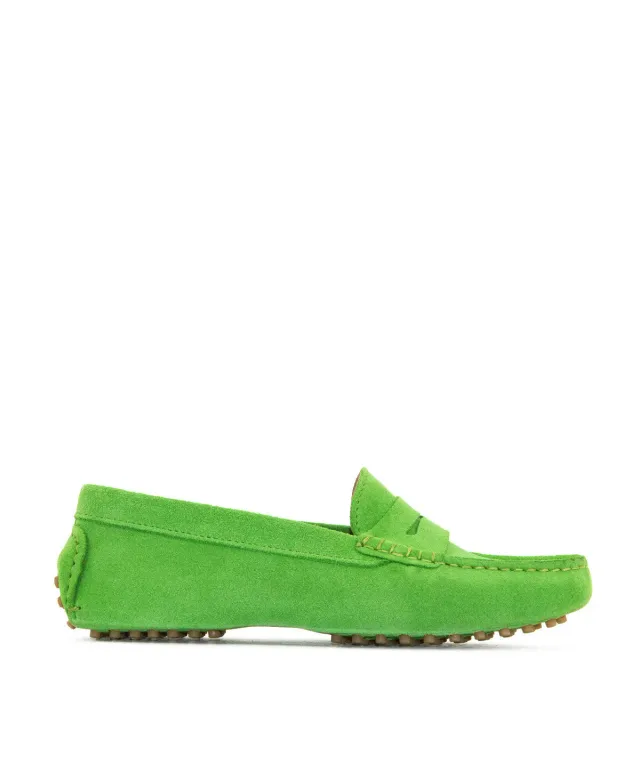 Finsbury Arlequin loafer groen suède dames