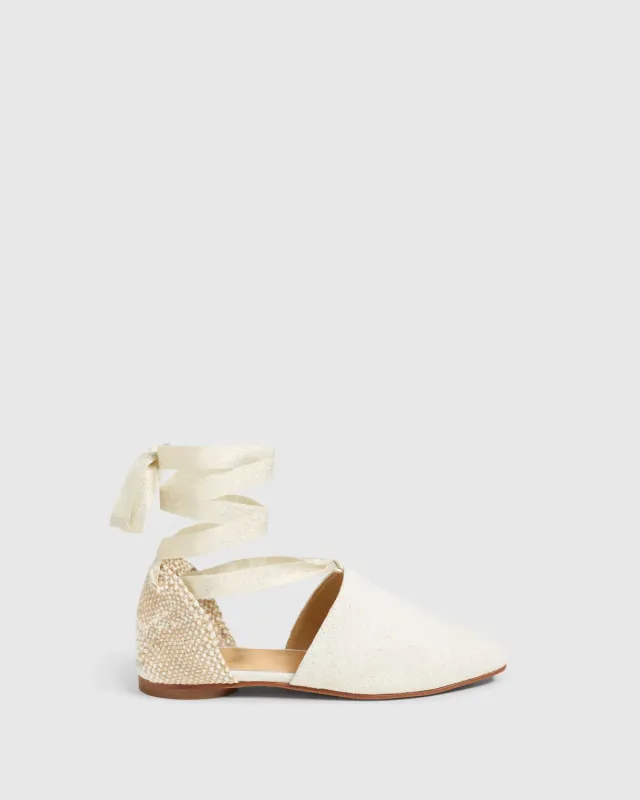 Castaner New Gala 032 ballerina wit goud linnen