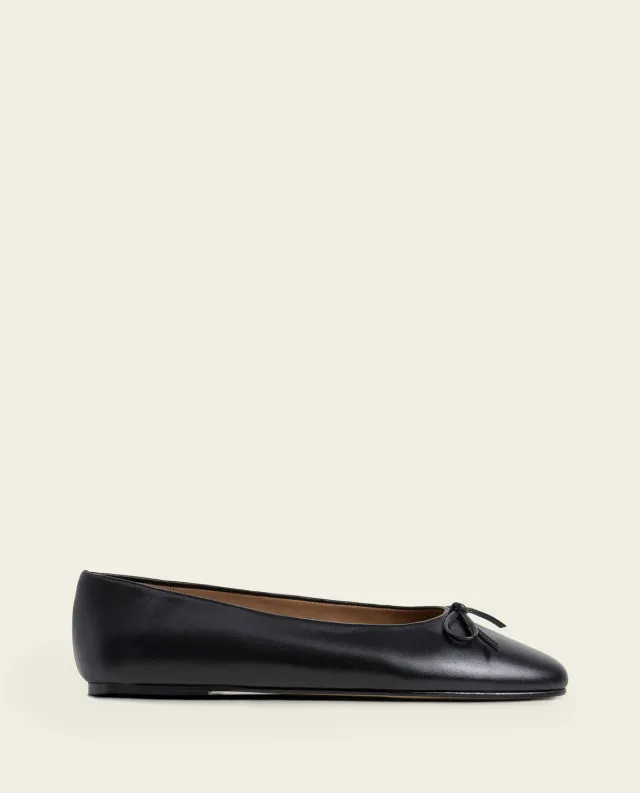 Flattered Pamela ballerina zwart leer ronde neus