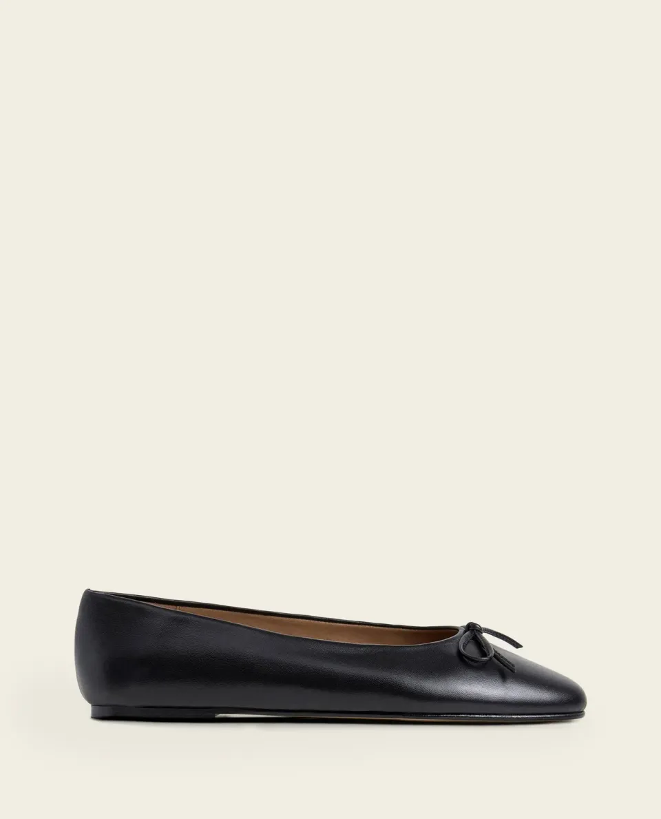 Flattered Pamela ballerina zwart leer ronde neus
