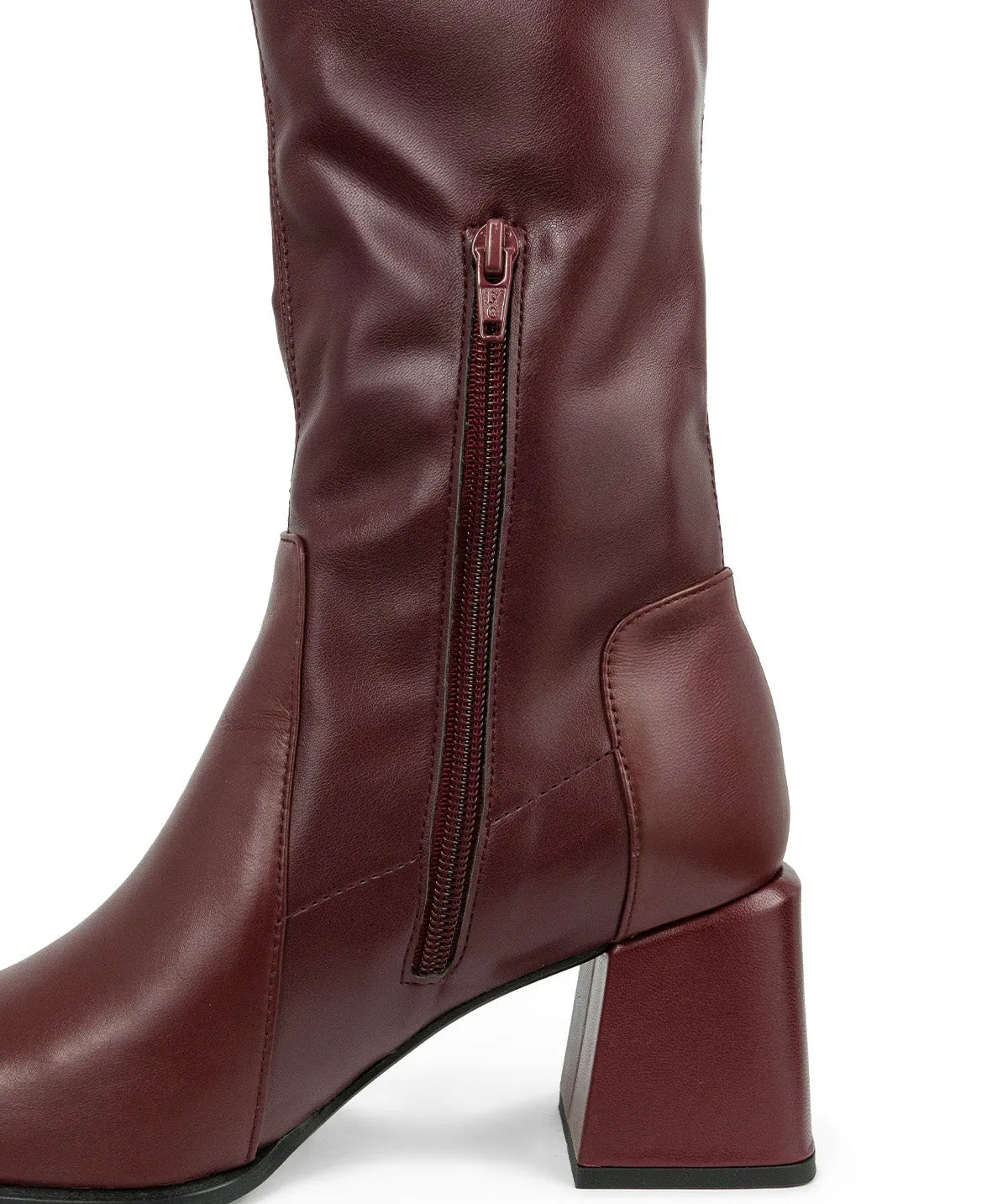 Finsbury Jade laarzen bordeaux leer blokhak 5 cm