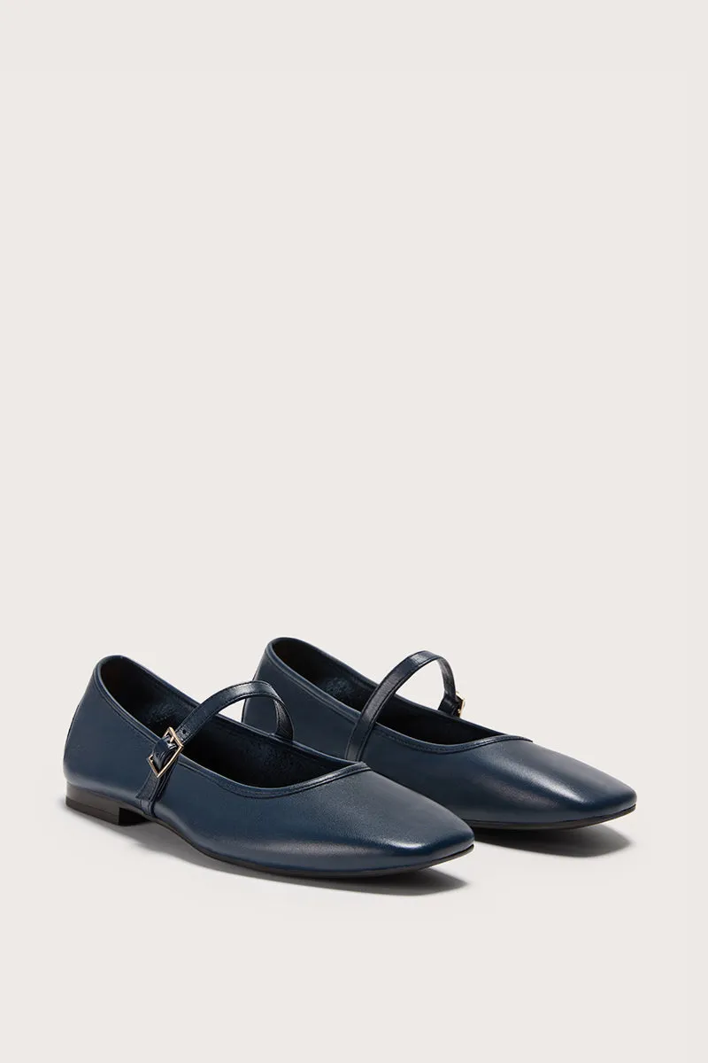 Bryan Stepwise Nicolle ballerina marine leer gesp
