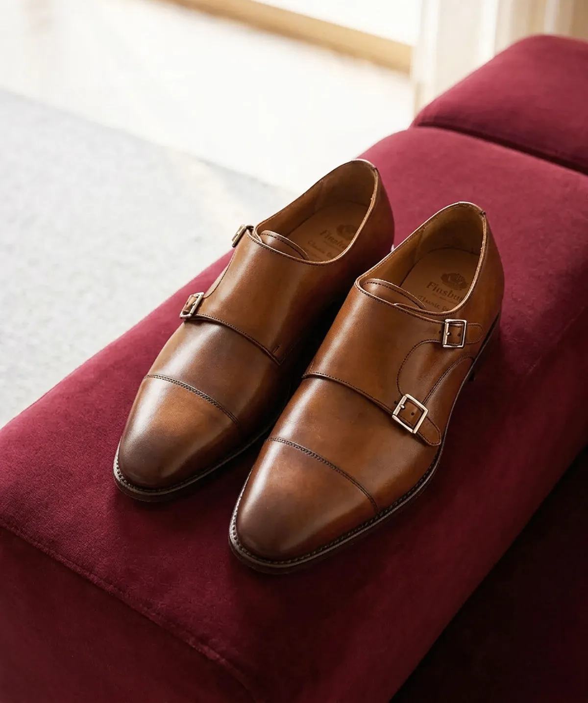 Finsbury CAMBRIDGE Double Monks lichtbruin box calf