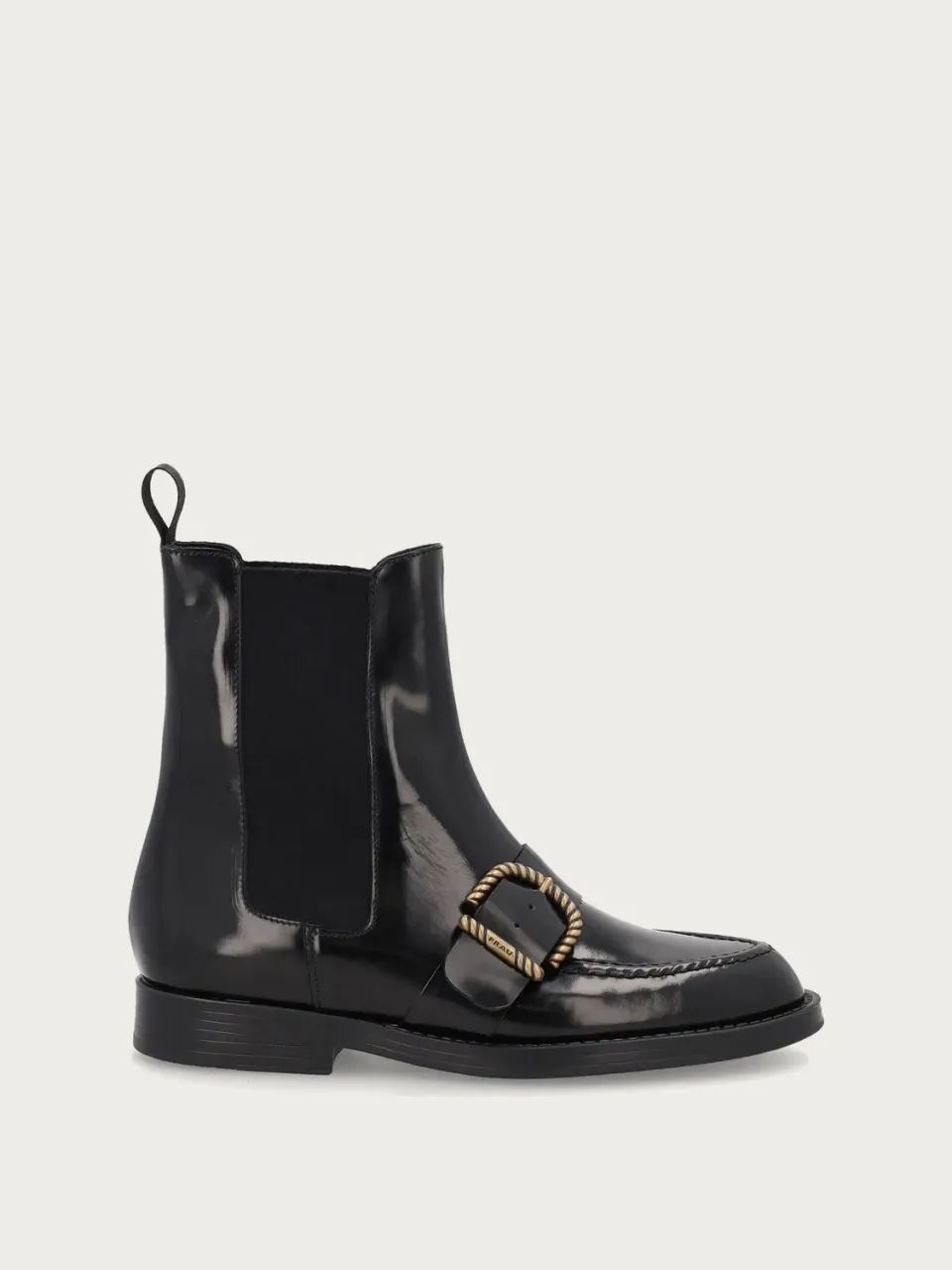 Frau Verona Beatle boots zwart geborsteld leer met gesp