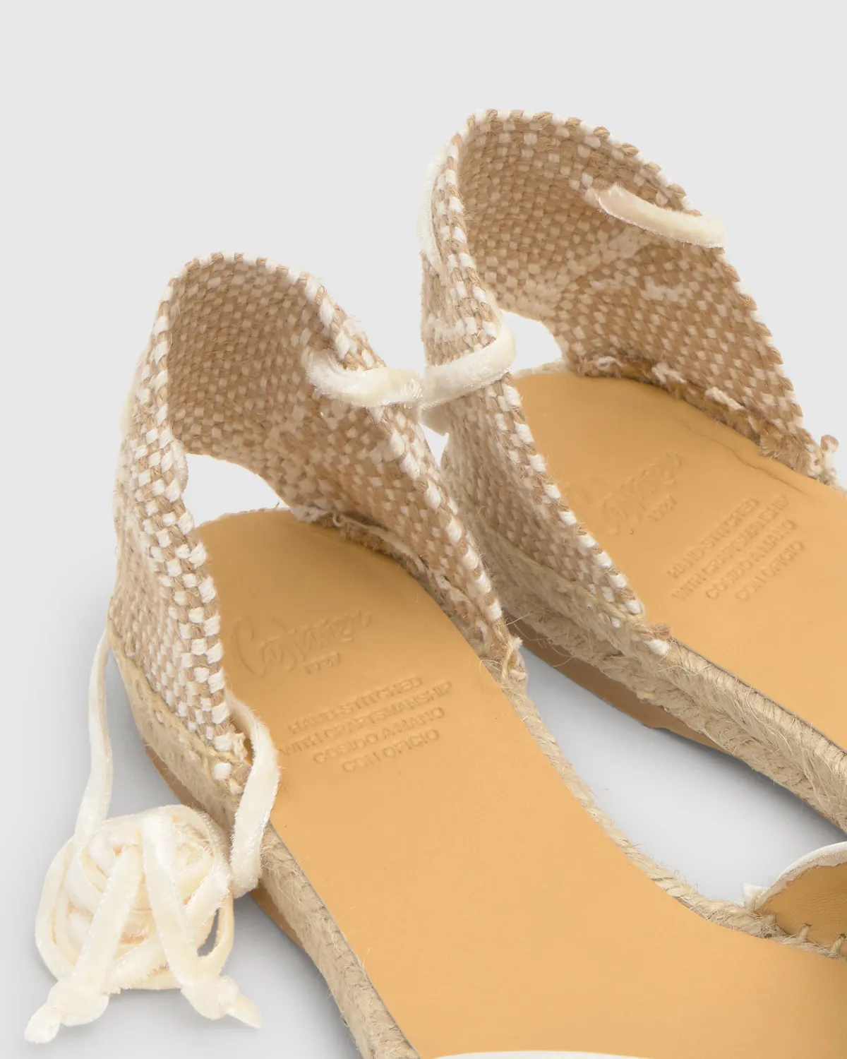Castaner Brava/006 dames espadrilles crudo satijn plat