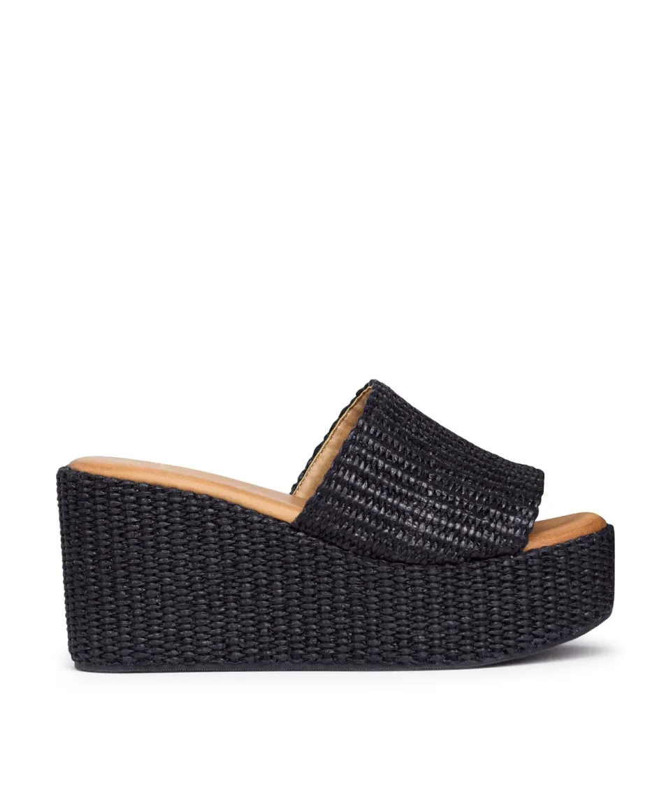 Finsbury Sabrina muiltjes zwart raffia Italie