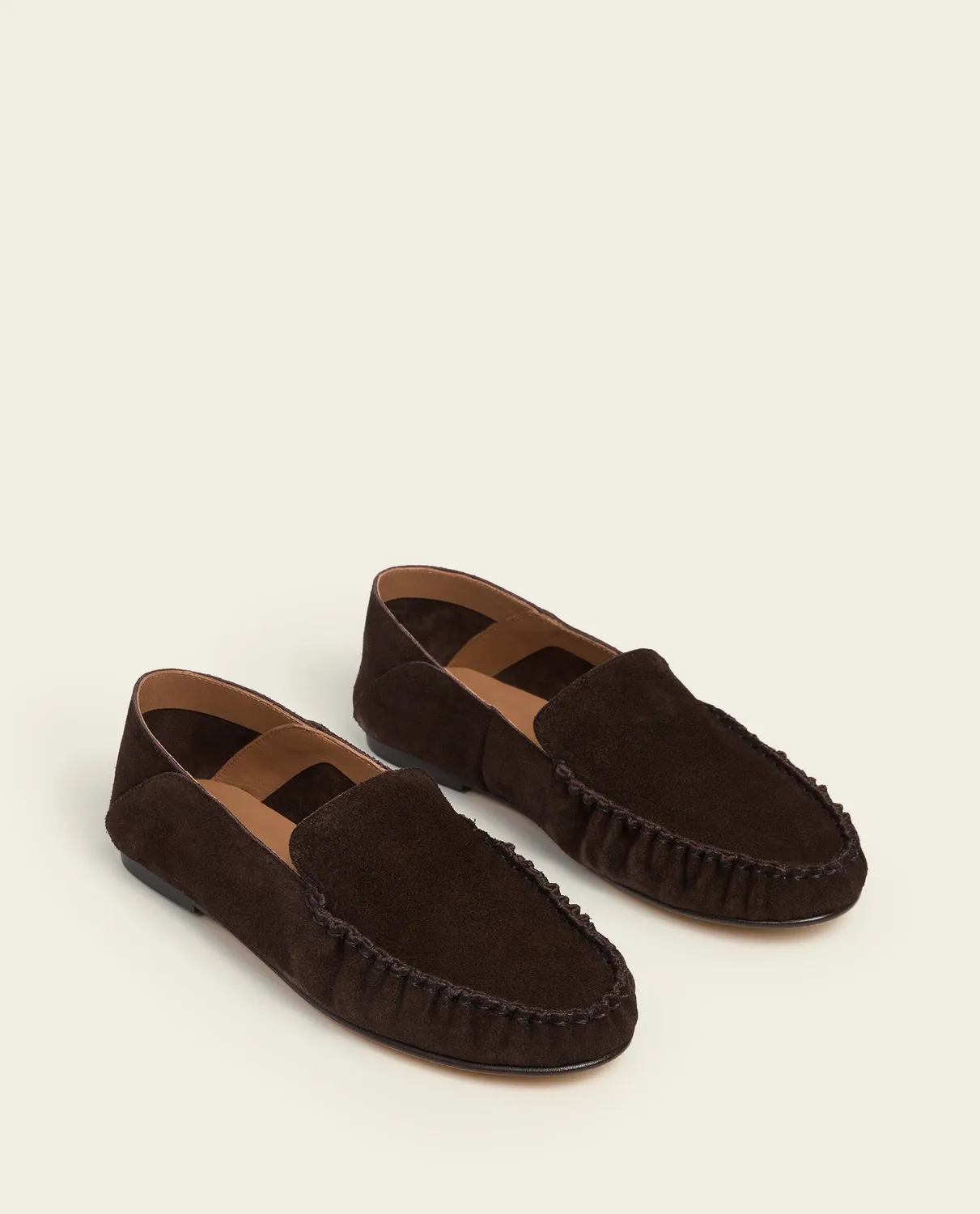 Flattered Bon Bon loafers chocolade suède instapper
