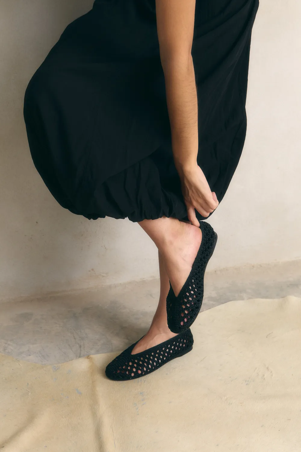 JUTELAUNE Liv Black ballerina’s zwart katoen