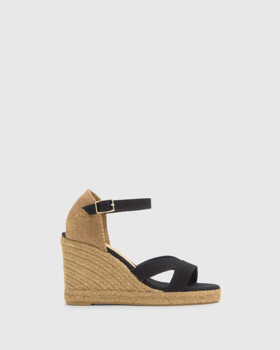 Castaner Bruna T 8 001 sandaal zwart katoen 9cm