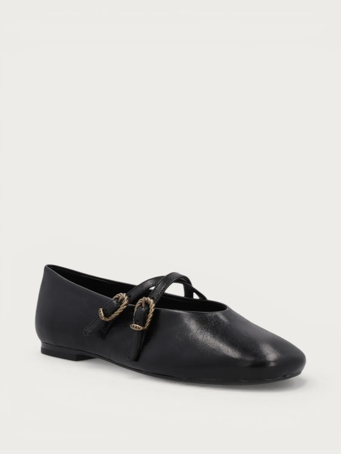 Frau Verona ballerina's zwart leer vintage