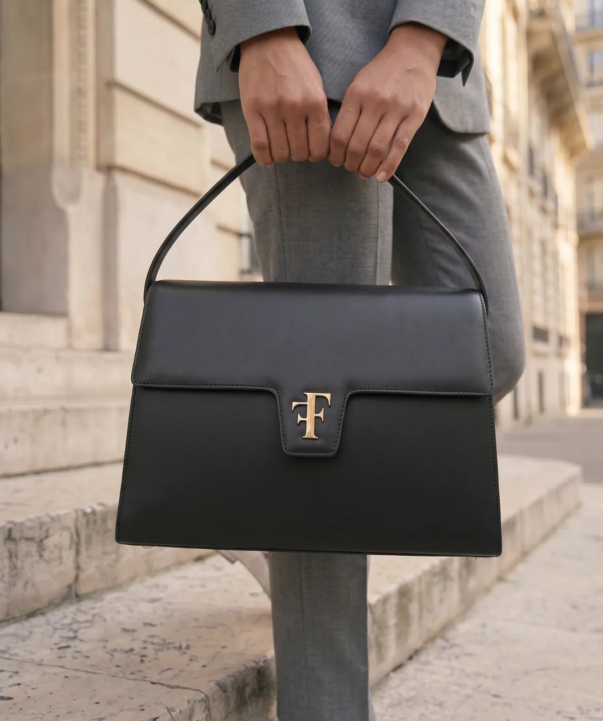 Finsbury FF35 handtas zwart leer 13 inch