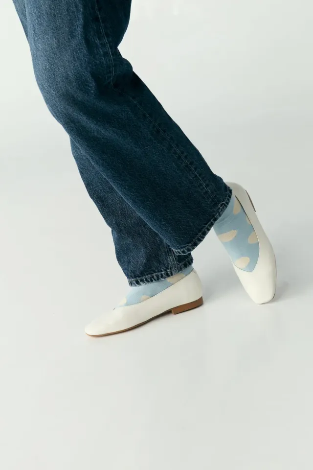 Jutelaune Soft Blue Ivory Dots sokken stippen katoen