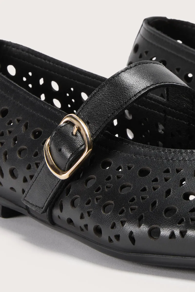 Bryan Stepwise Lyra Negro ballerina's leer met gesp