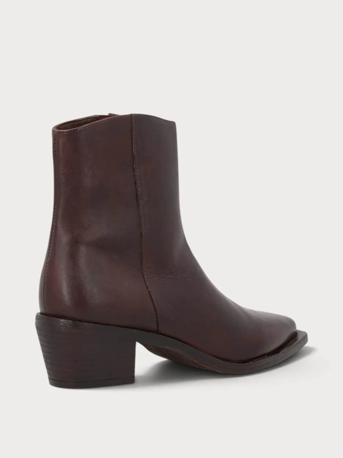 Frau FX enkellaarzen bruin leer texan rits