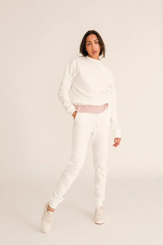 Jutelaune Cream Joggers joggingbroek crème bio-katoen