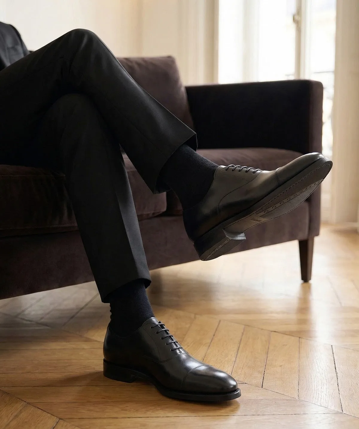Finsbury Consul oxford zwart leer rubberzool