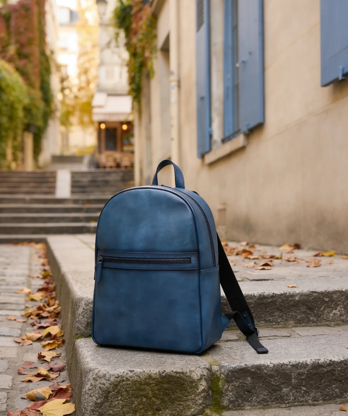 Finsbury rugzak blauw patina leer laptop