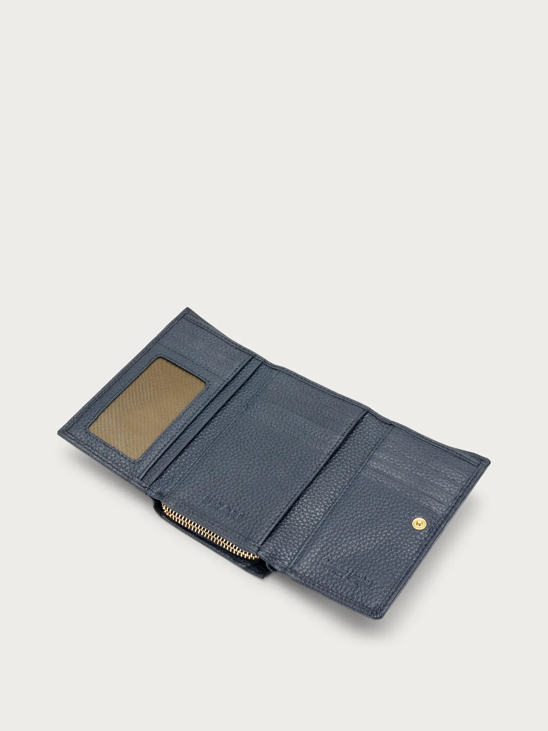 Frau portefeuille blauw leer drievoudig dames