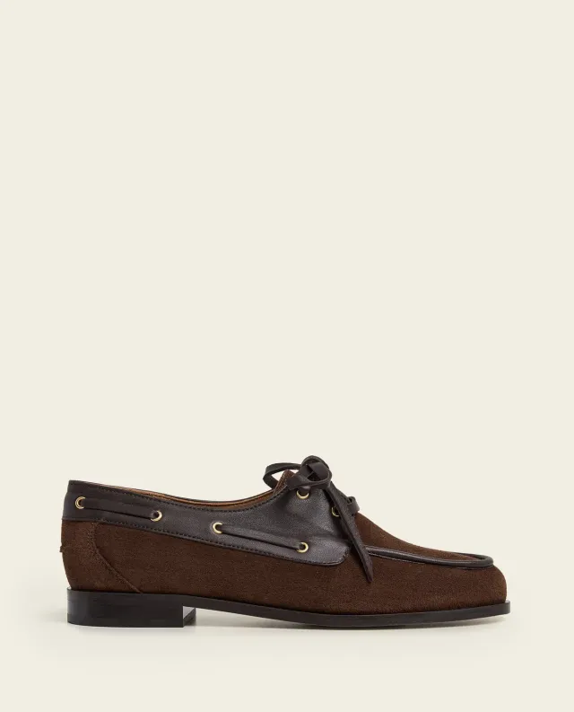 Flattered Mary loafer chocolate suède bootschoen