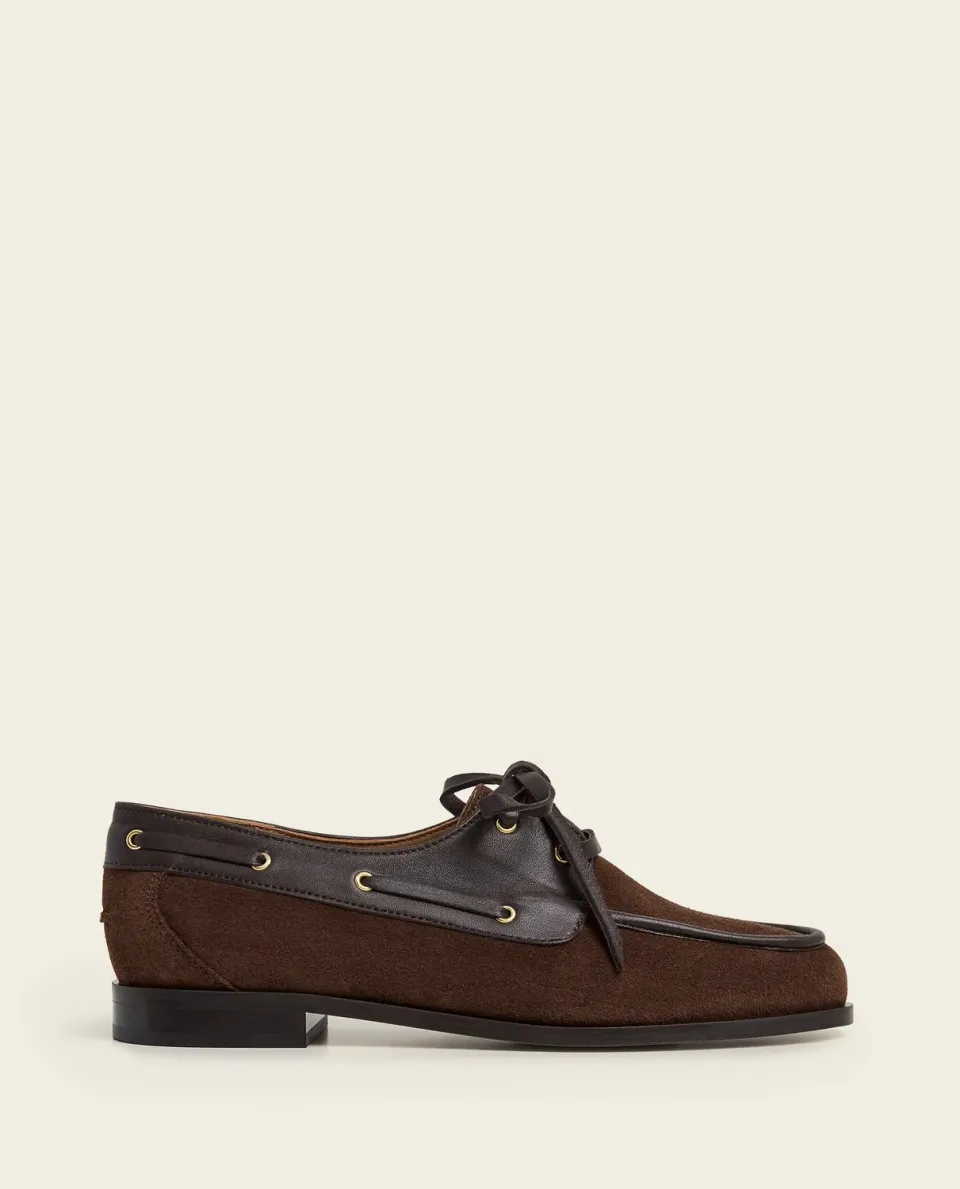 Flattered Mary loafer chocolate suède bootschoen