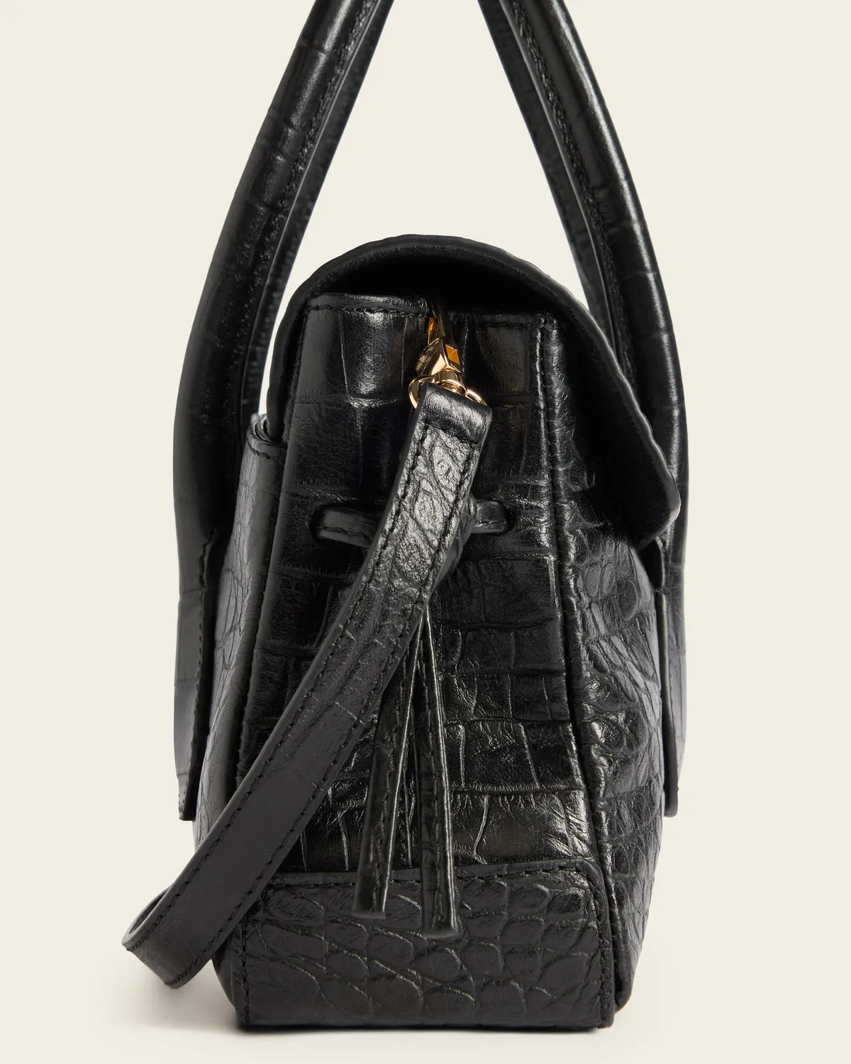 Flattered Lydia Mini tas zwart croco leer