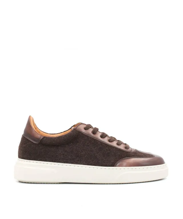 Finsbury Magnus sneaker heren bruin vilt en leer lage top