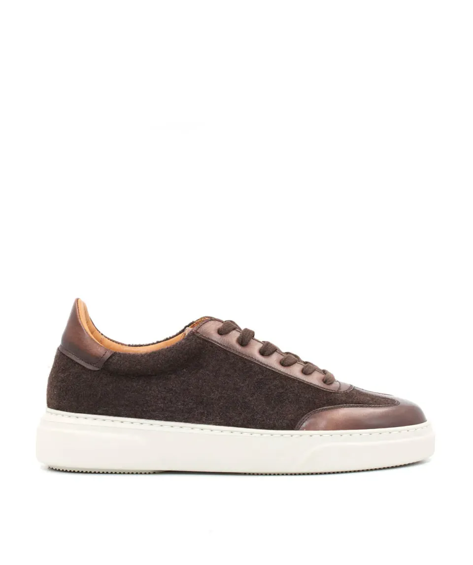 Finsbury Magnus sneaker heren bruin vilt en leer lage top
