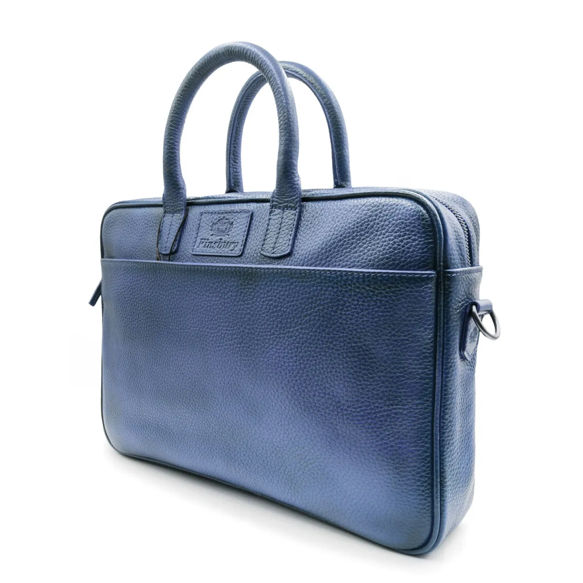 Finsbury aktetas blauw generfd leer