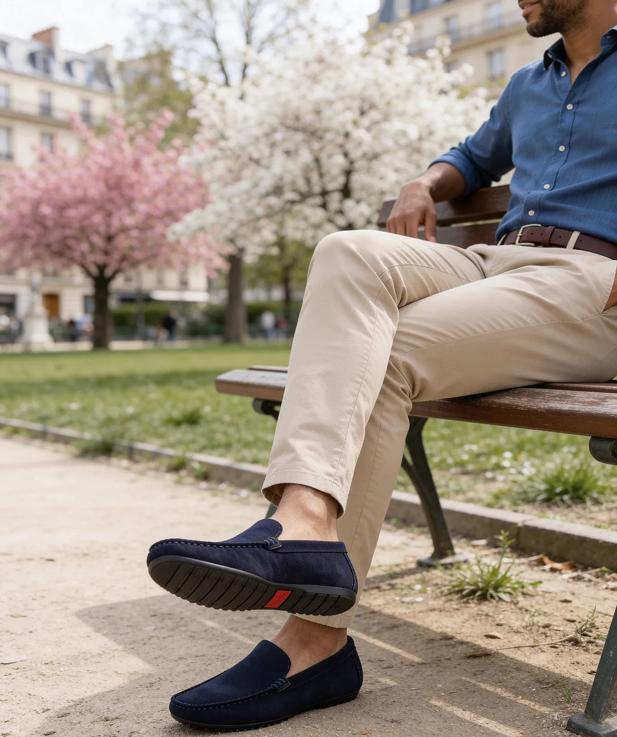 Finsbury DANDY blauwe loafers suède kalfsleer