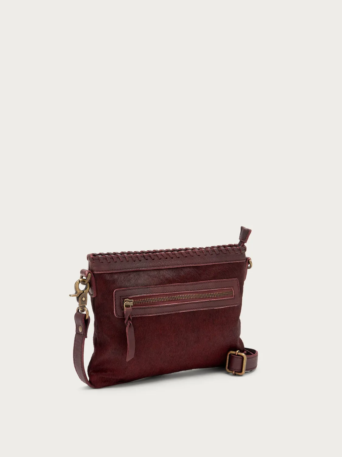 Frau bordeaux crossbody tas pony-effect leer schoudertas