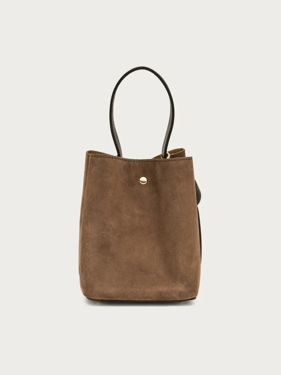 Frau chocoladebruine suède bucketbag small met pouch