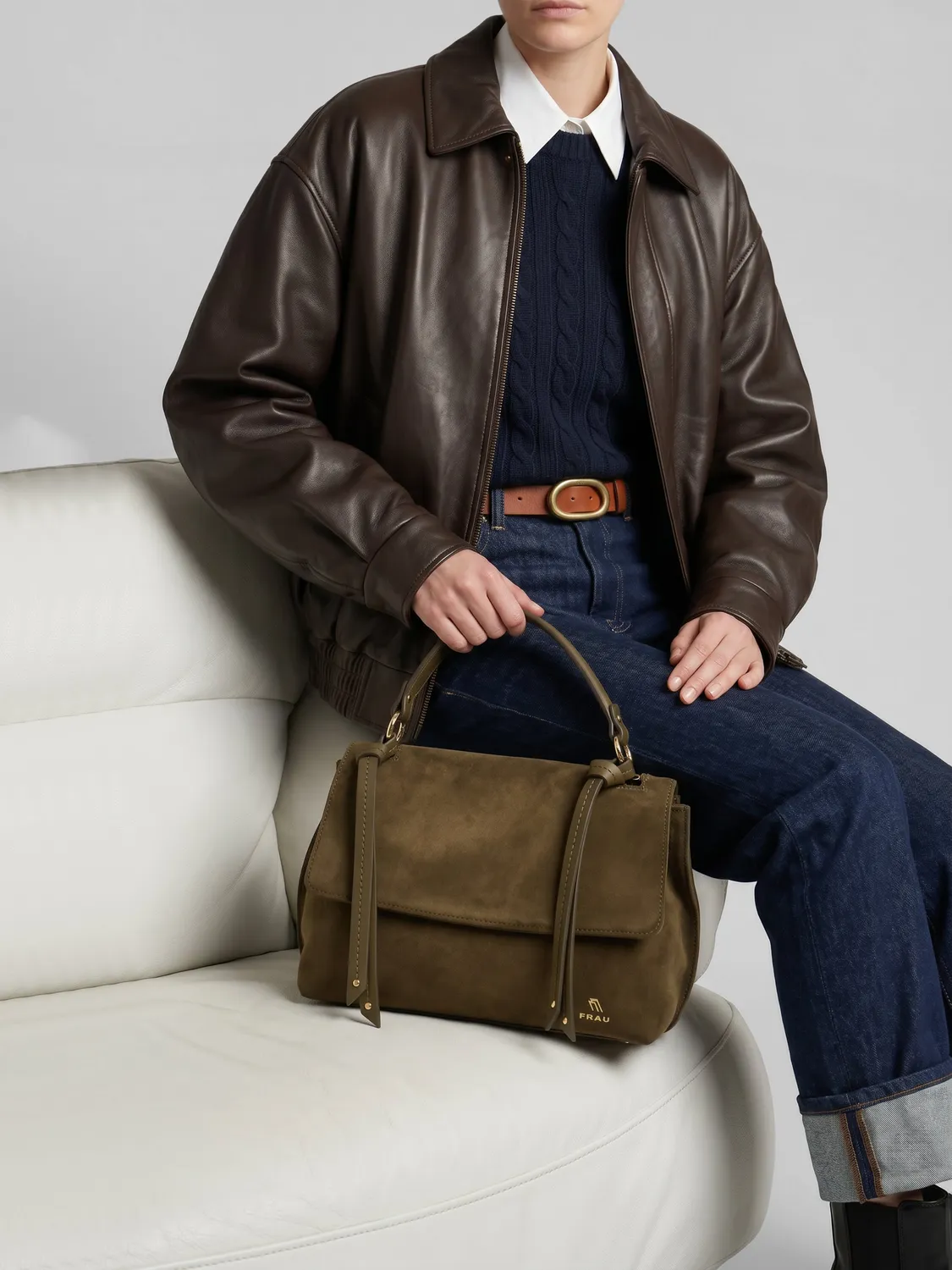 Frau groene shopper suède-look met hengsel