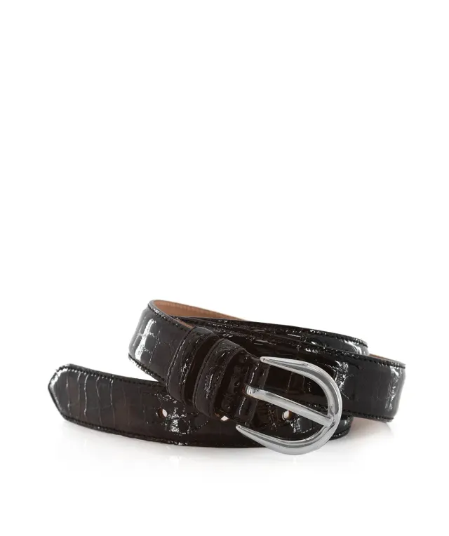 Finsbury Rome riem bruin croco zilveren gesp