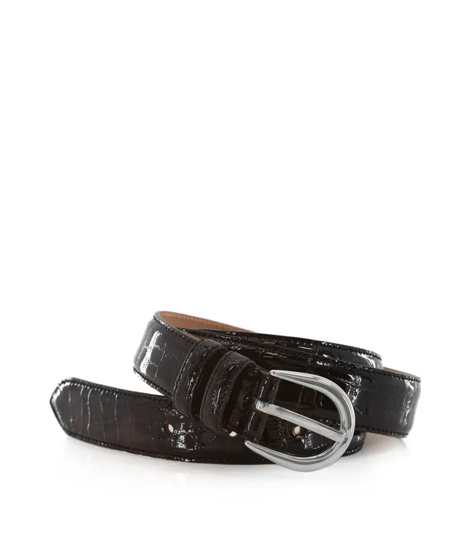 Finsbury Rome riem bruin croco zilveren gesp