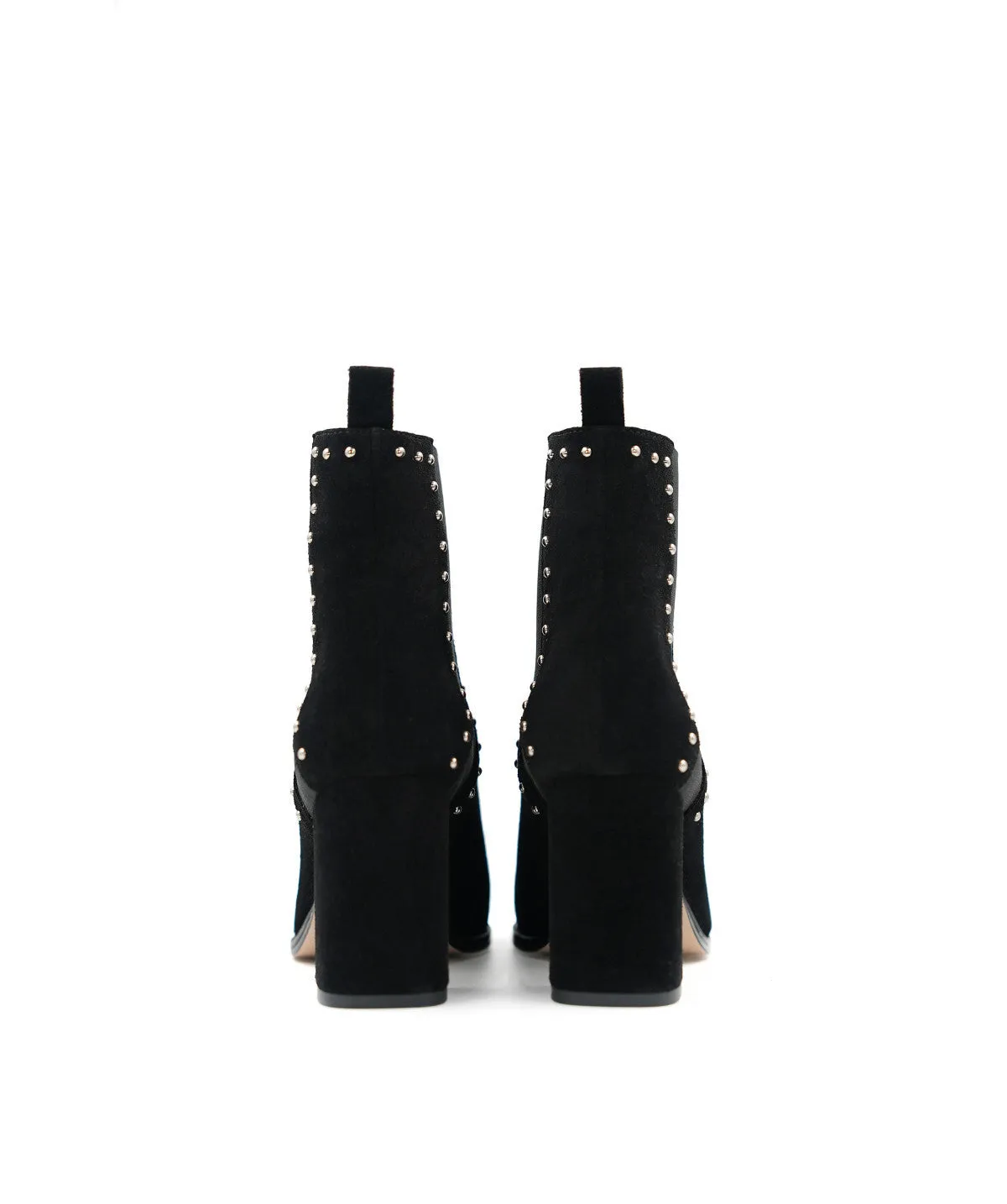 Finsbury Ines enkellaarzen zwart suede blokhak 7 cm