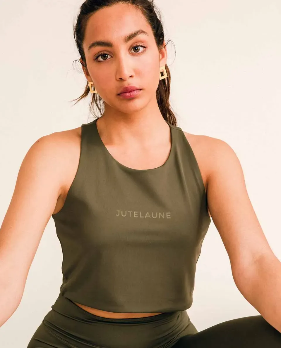 Jutelaune Sport Top Kaki Recycled Maat S-L